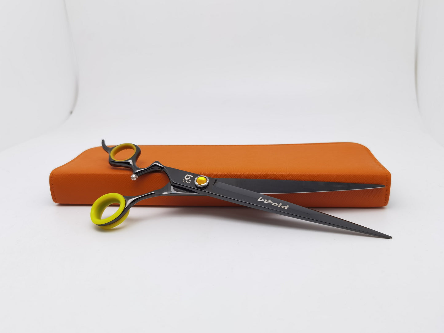 Bbold 8.0” Straight Grooming Shears – Black Finish with Yellow Inserts