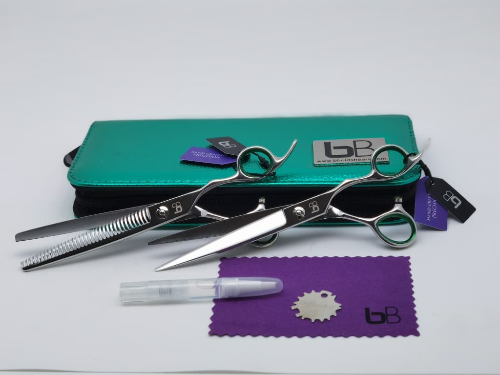 BBold 8.0" Silver Straight & Thinning Shear Set – Green Inserts