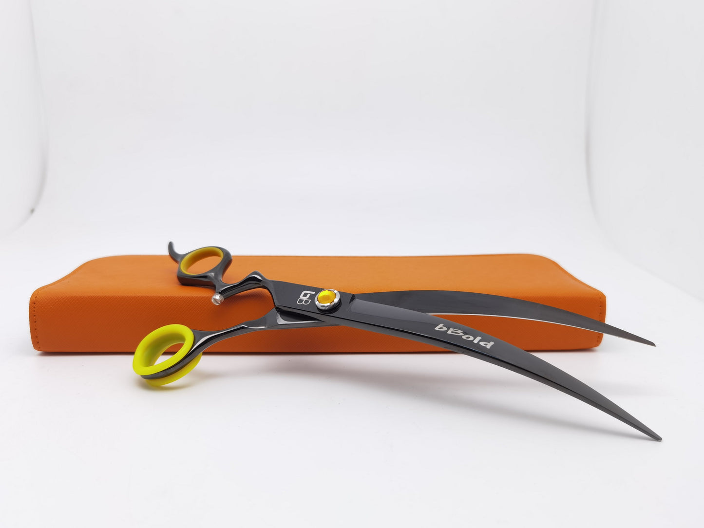 Bbold Shears Matte Black with Lime Accents 8.0” Left-Handed Curved Professional Grooming Shears