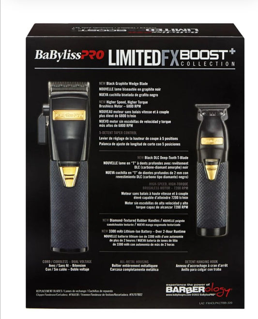 BaBylissPRO LimitedFX Boost+ Gift Set – Clipper, Trimmer & Charging Base (FXHOLPKCTB-B)