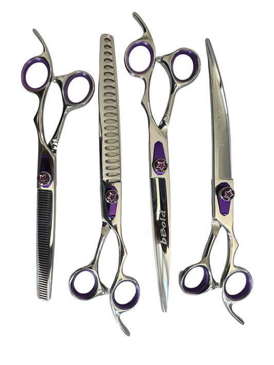 Professional Dog Grooming Scissors Set – Straight, Thinning, Curved & Chunker