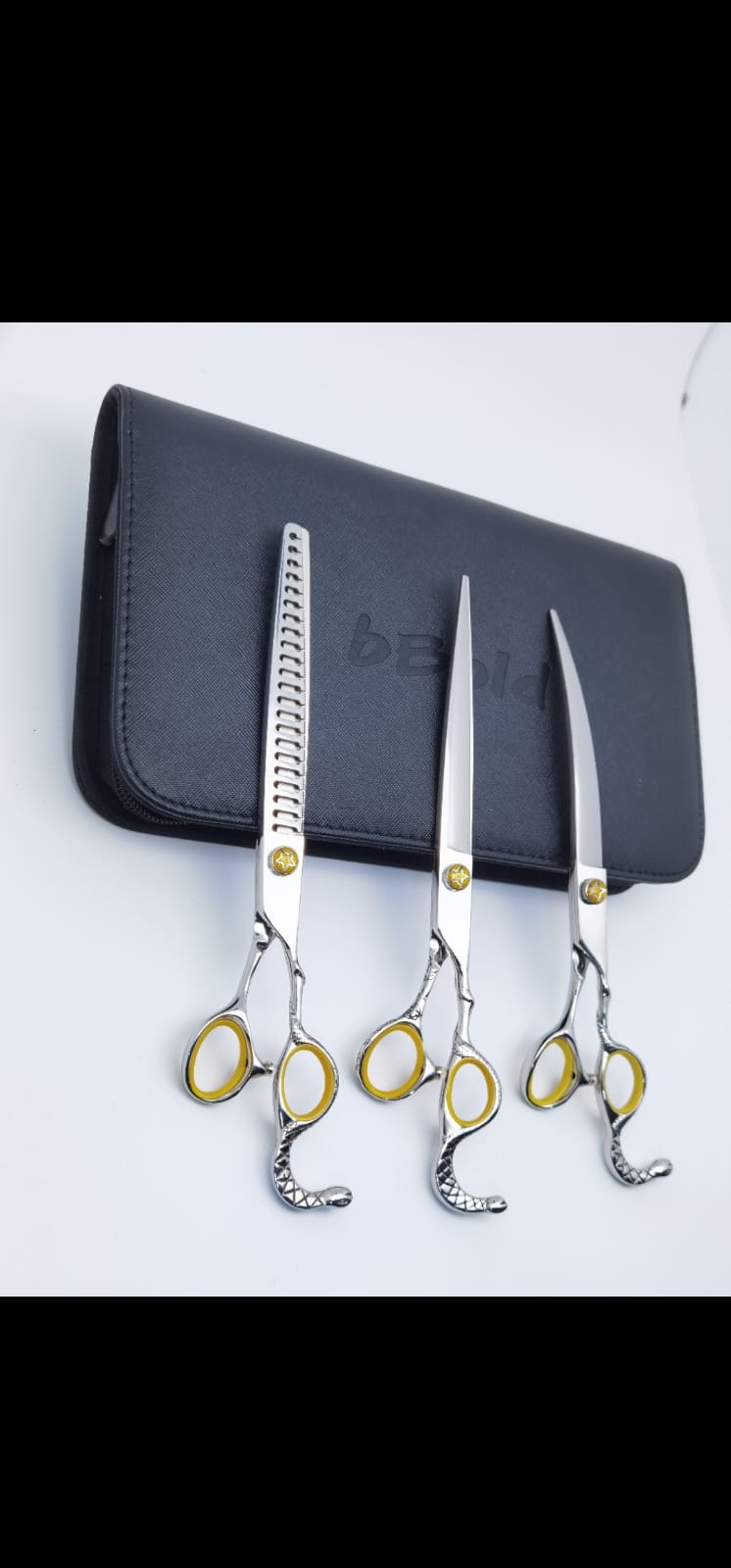 Professional Dog Grooming Scissors Set – Straight, Curved & Chunker, 8.5″