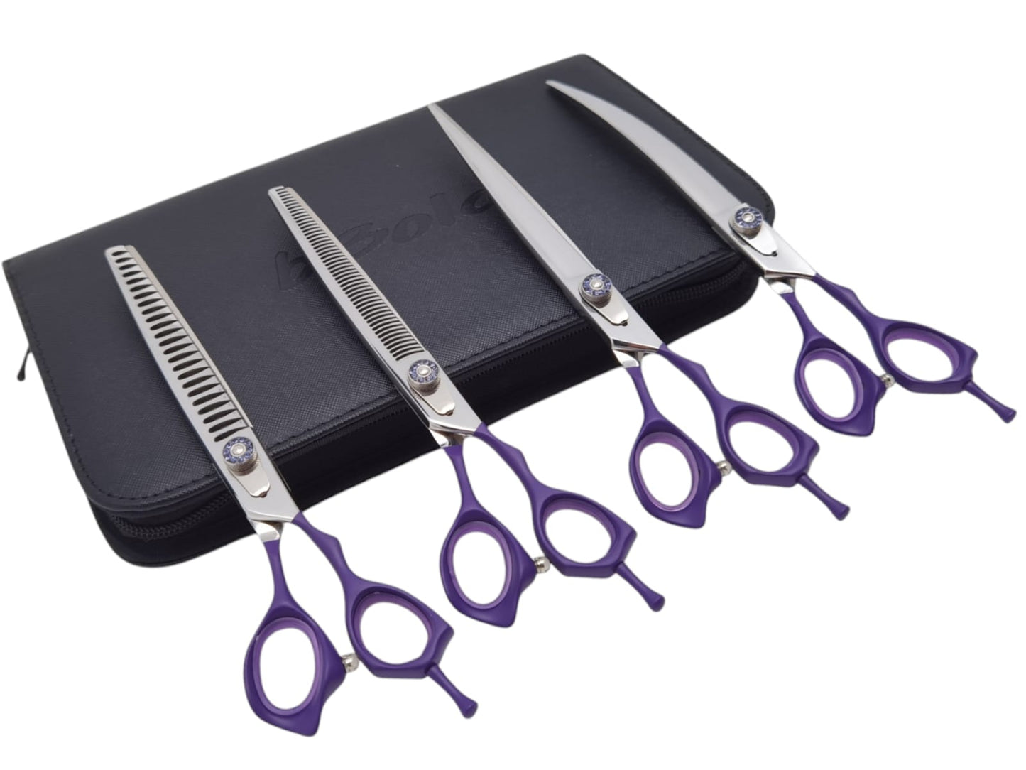 Professional Dog Grooming Scissors Set – Straight, Curved & Chunker, 8.5″