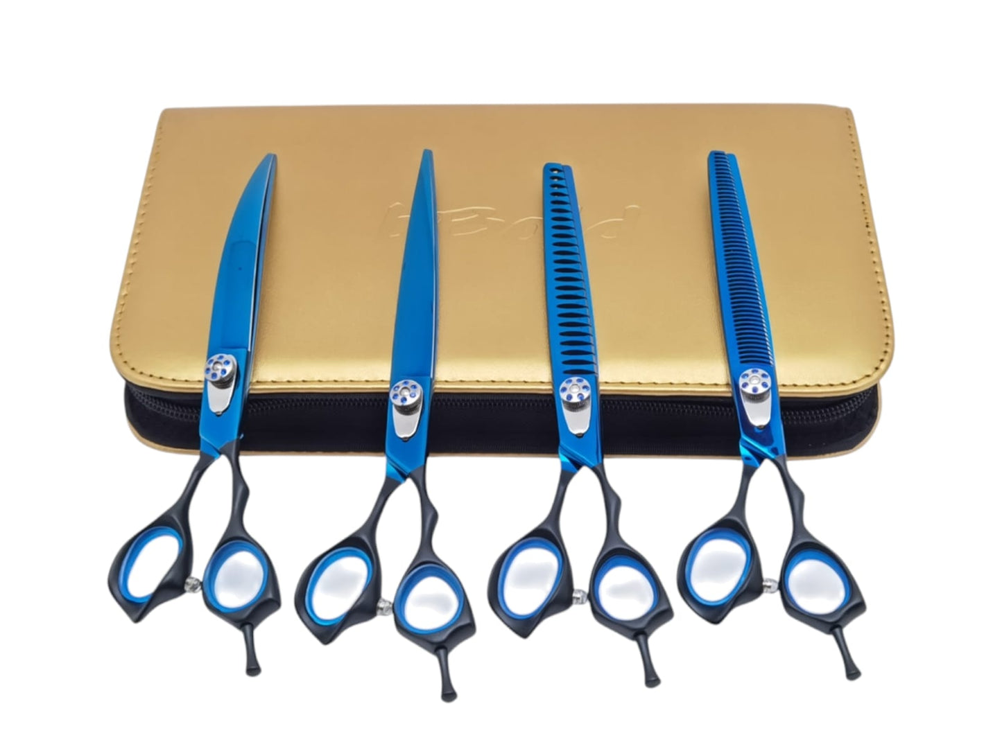 Professional Dog Grooming Scissors Set – Straight, Curved & Chunker, 8.5″