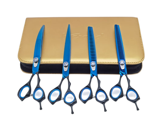 Professional Dog Grooming Scissors Set – Straight, Curved & Chunker, 8.5″