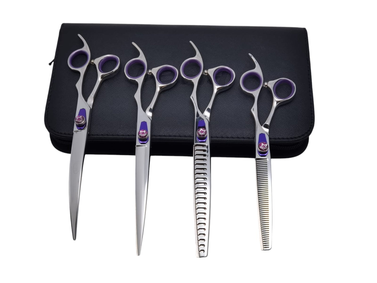 Professional Dog Grooming Scissors Set – Straight, Curved & Chunker, 8.5″