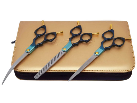 Professional Dog Grooming Scissors Set – Straight, Curved & Chunker