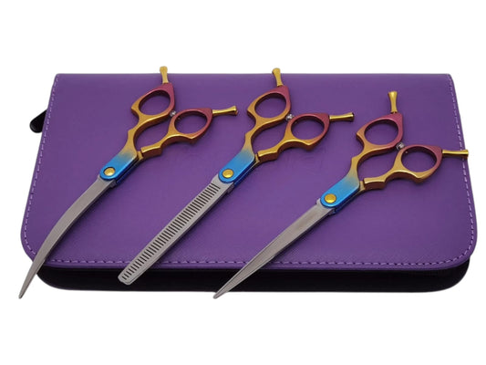 Professional Dog Grooming Scissors Set – Straight, Curved & Chunker