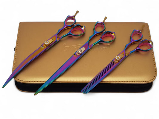 Professional Dog Grooming Scissors Set – Straight, Curved & Chunker