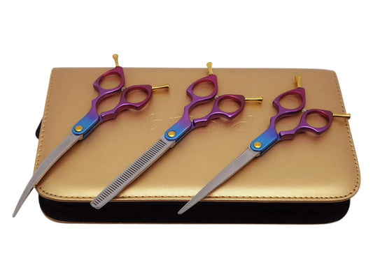 Professional Dog Grooming Scissors Set – Straight, Curved & Chunker