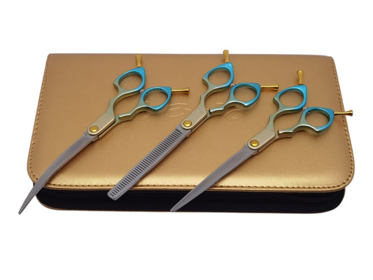 Professional Dog Grooming Scissors Set – Straight, Curved & Chunker
