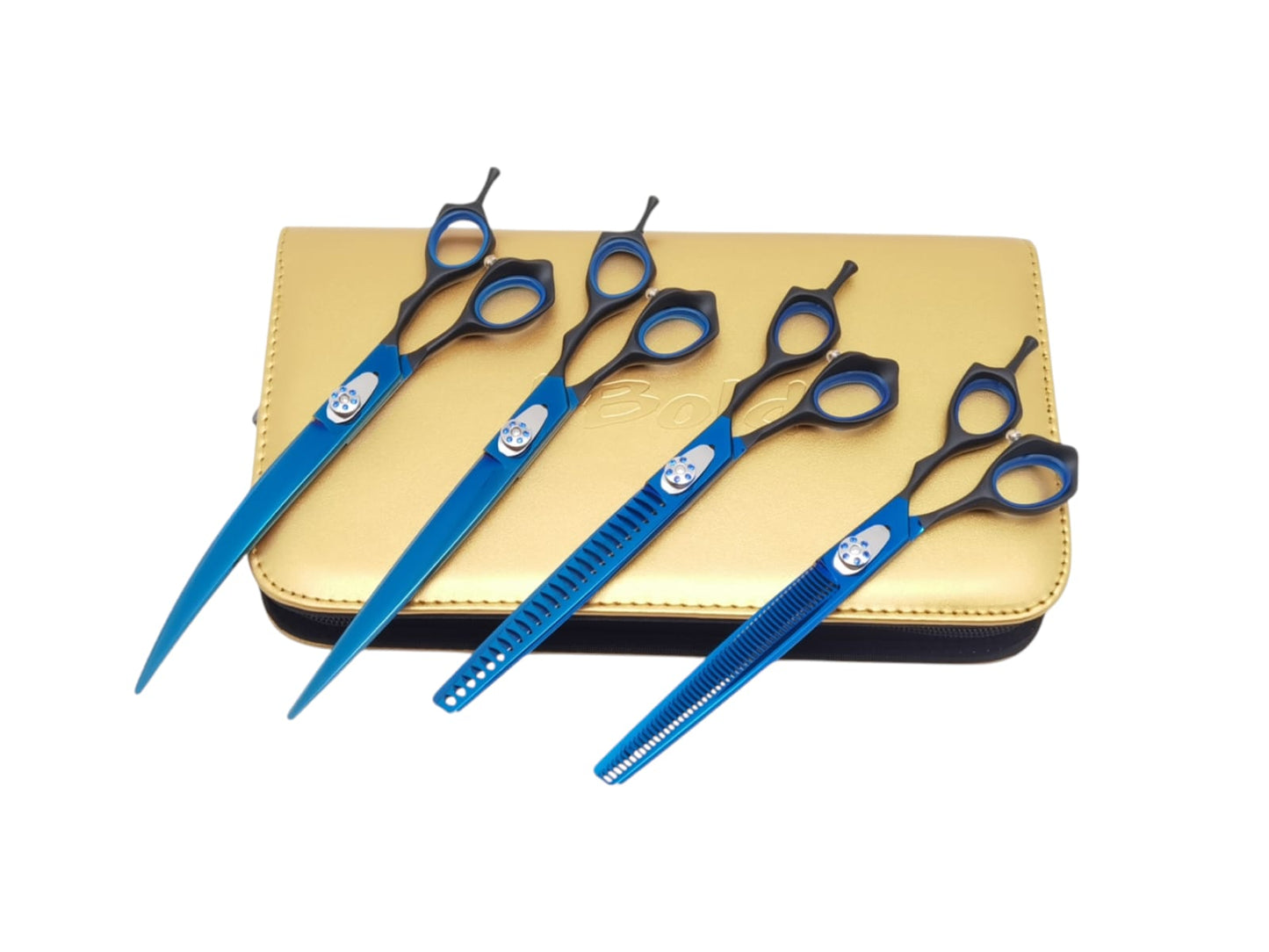 Professional Dog Grooming Scissors Set – Straight, Curved & Chunker, 8.5″