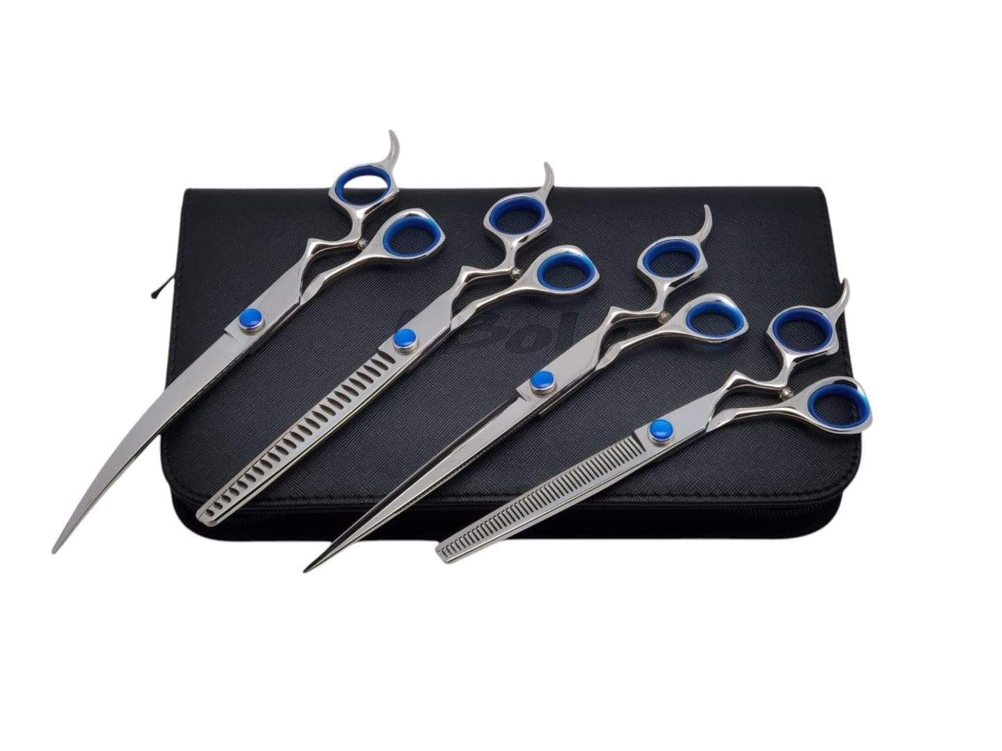 Professional Dog Grooming Scissors Set – Straight, Curved & Chunker, 8.5″