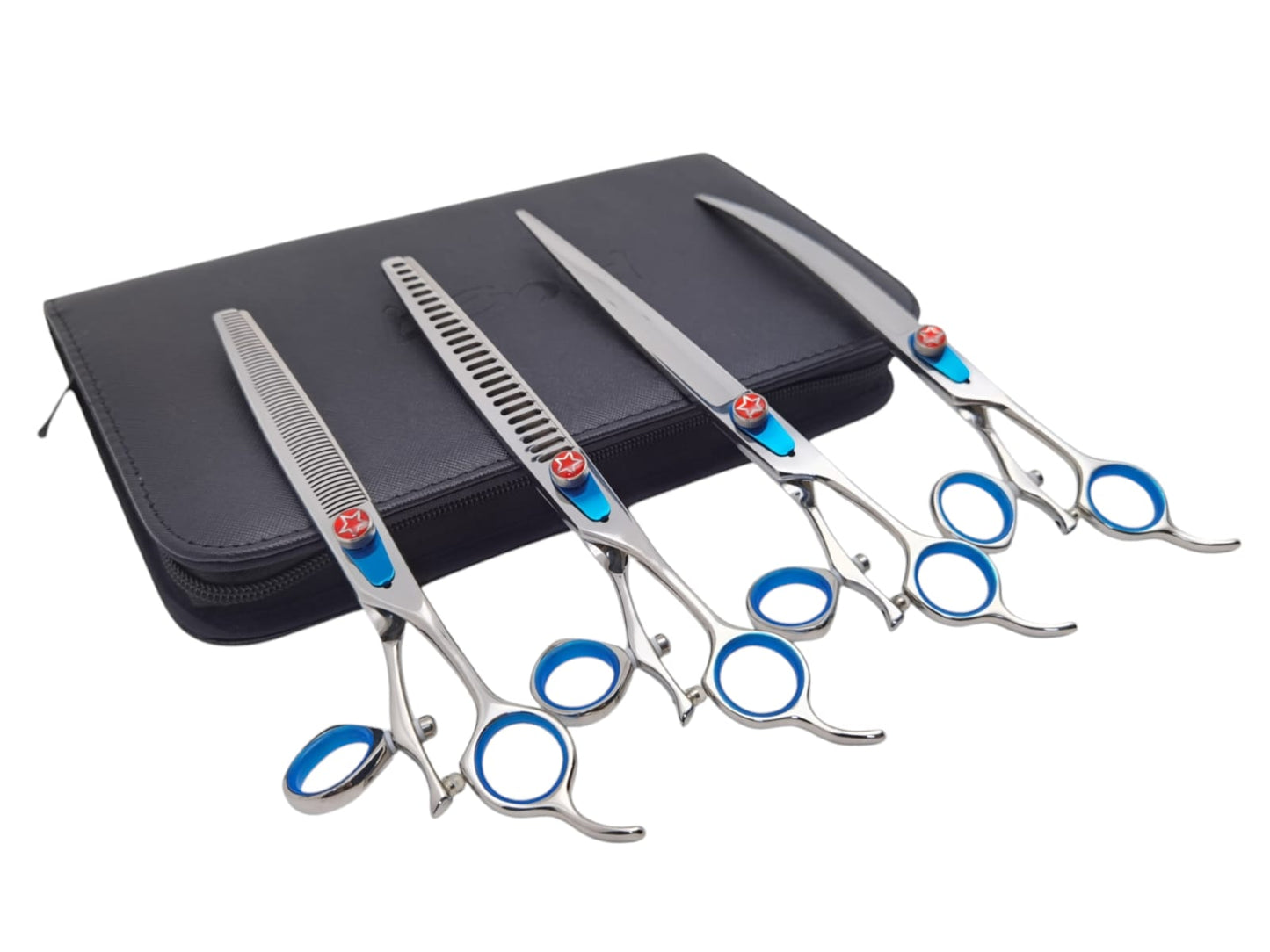 Professional Dog Grooming Scissors Set – Straight, Curved & Chunker, 8.5″