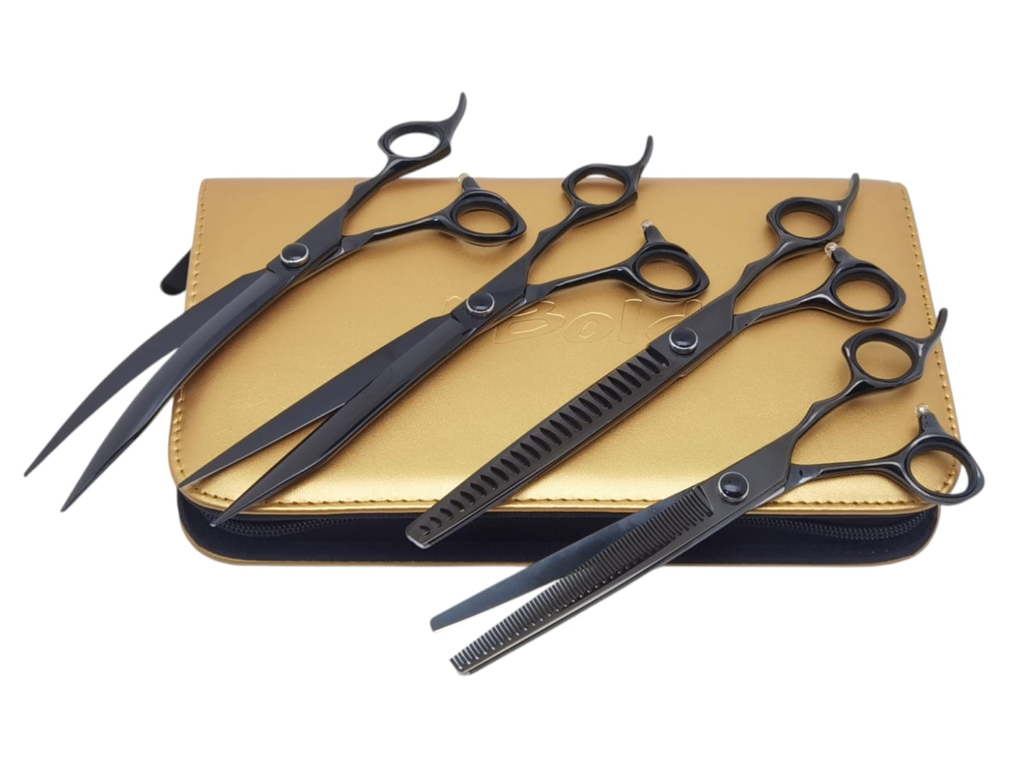 Professional Dog Grooming Scissors Set – Straight, Curved & Chunker, 8.5″