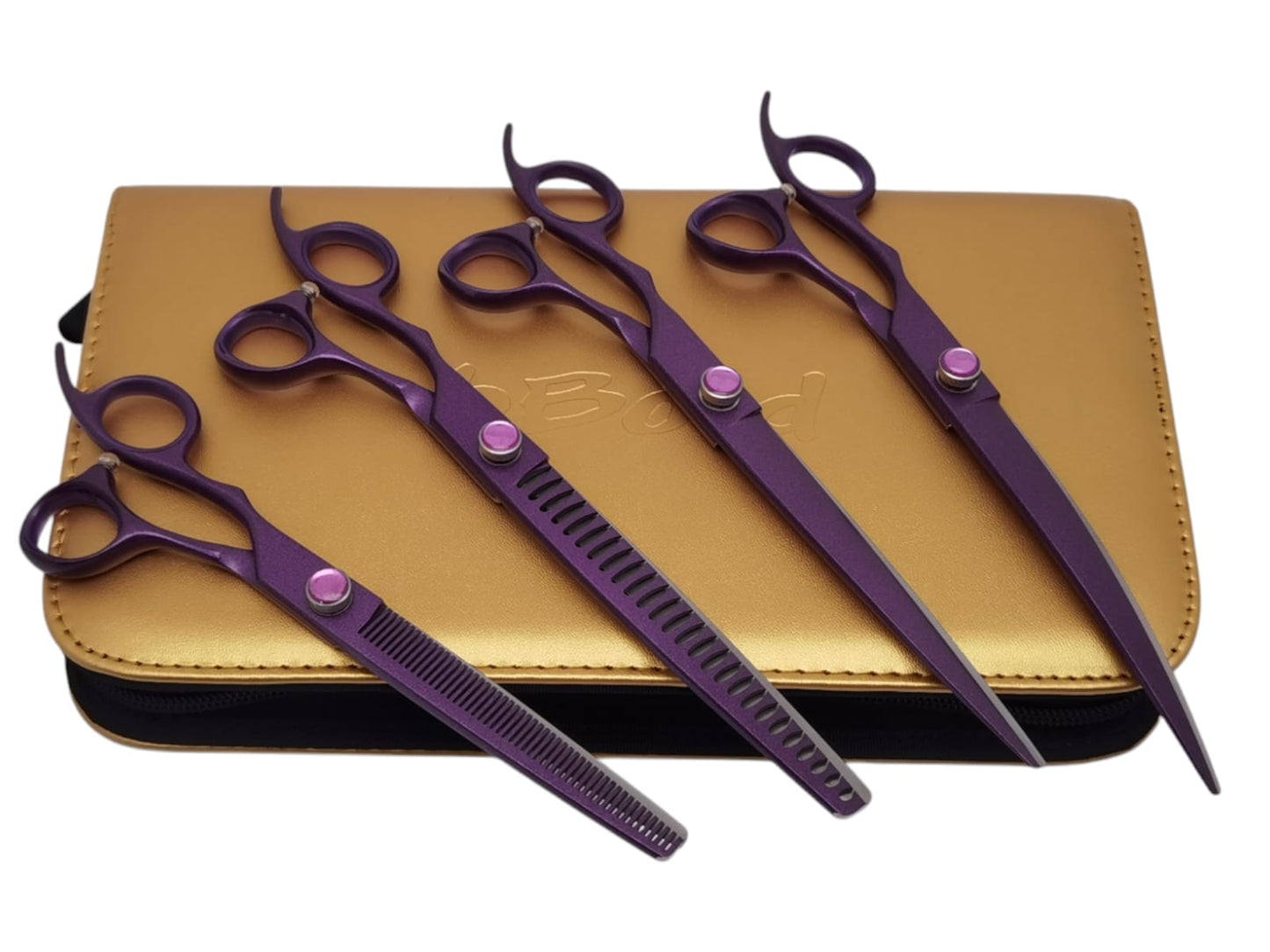 Professional Dog Grooming LEFT-Handed Scissors Set – Straight, Curved & Chunker