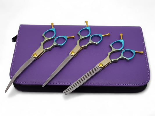 Professional Dog Grooming Scissors Set – Straight, Curved & Chunker