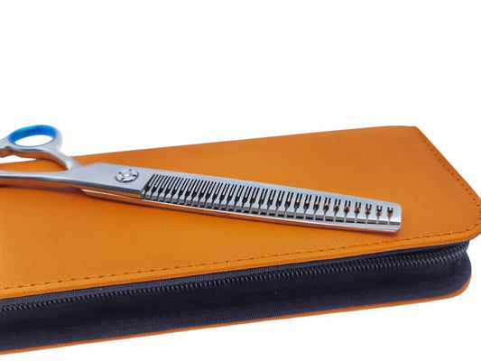 Professional Dog Grooming Scissors – Eraser Curved, 7.0″ | 23 Teeth | 80% Thinning