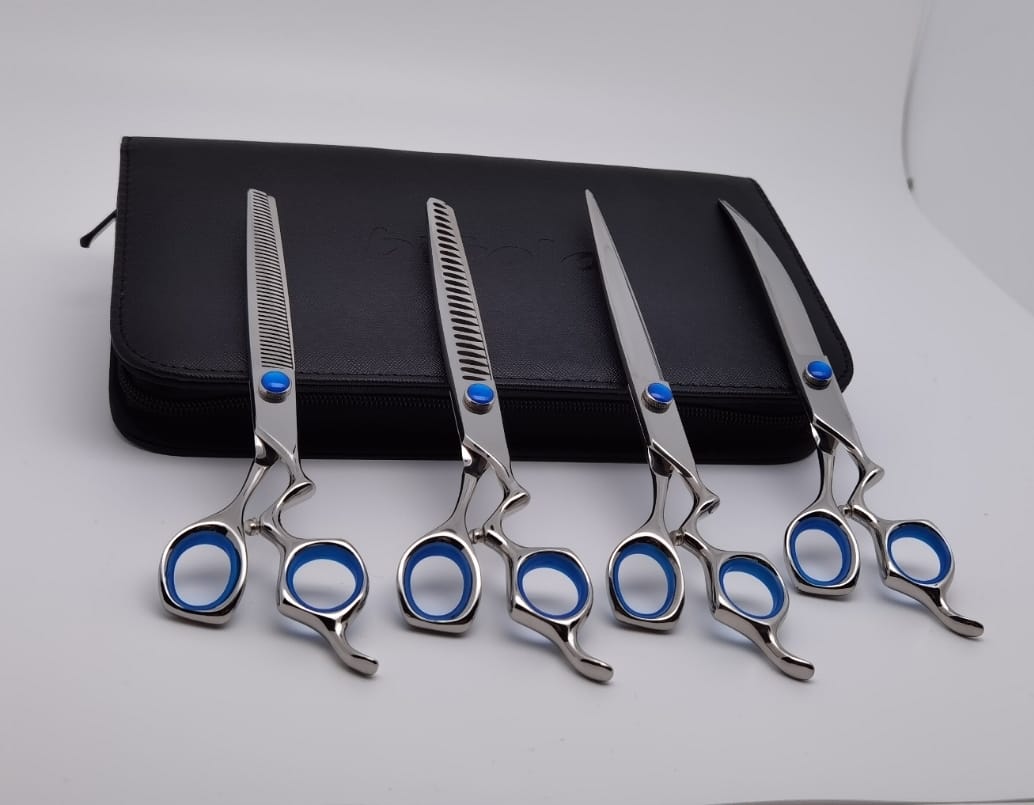 Professional Dog Grooming Scissors Set – Straight, Curved & Chunker, 8.5″