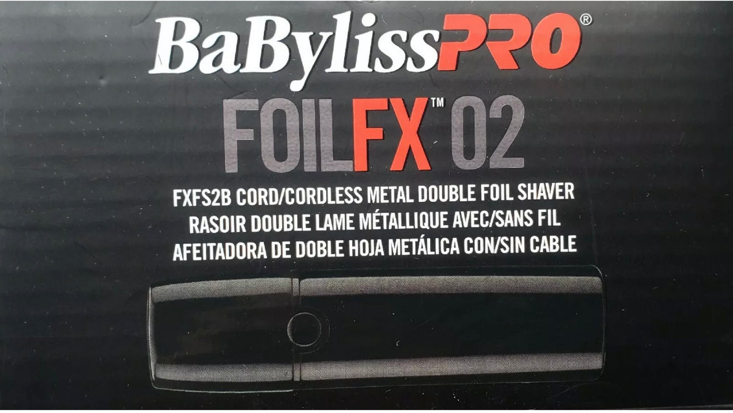 Babyliss Pro FOILFX02 Cordless Double Foil Shaver Black 110-220 Volts FXFS2B