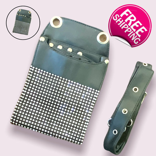 Scissors Pouch PU Leather Salon Barber Hairdressing Scissors Holster Hair Stylist Tools Bag Comb Shear Holster Waist Shoulder Belt