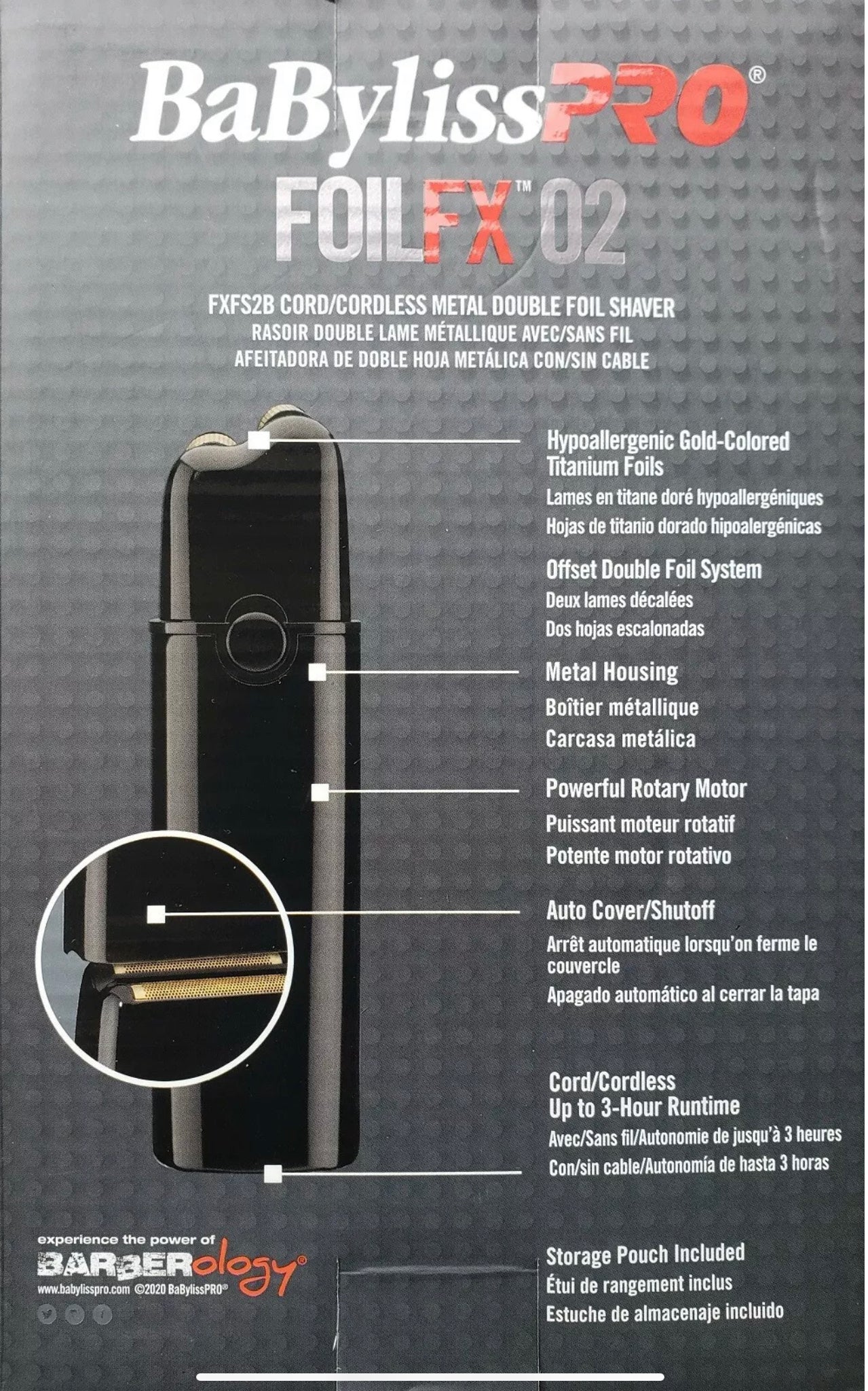 Babyliss Pro FOILFX02 Cordless Double Foil Shaver Black 110-220 Volts FXFS2B