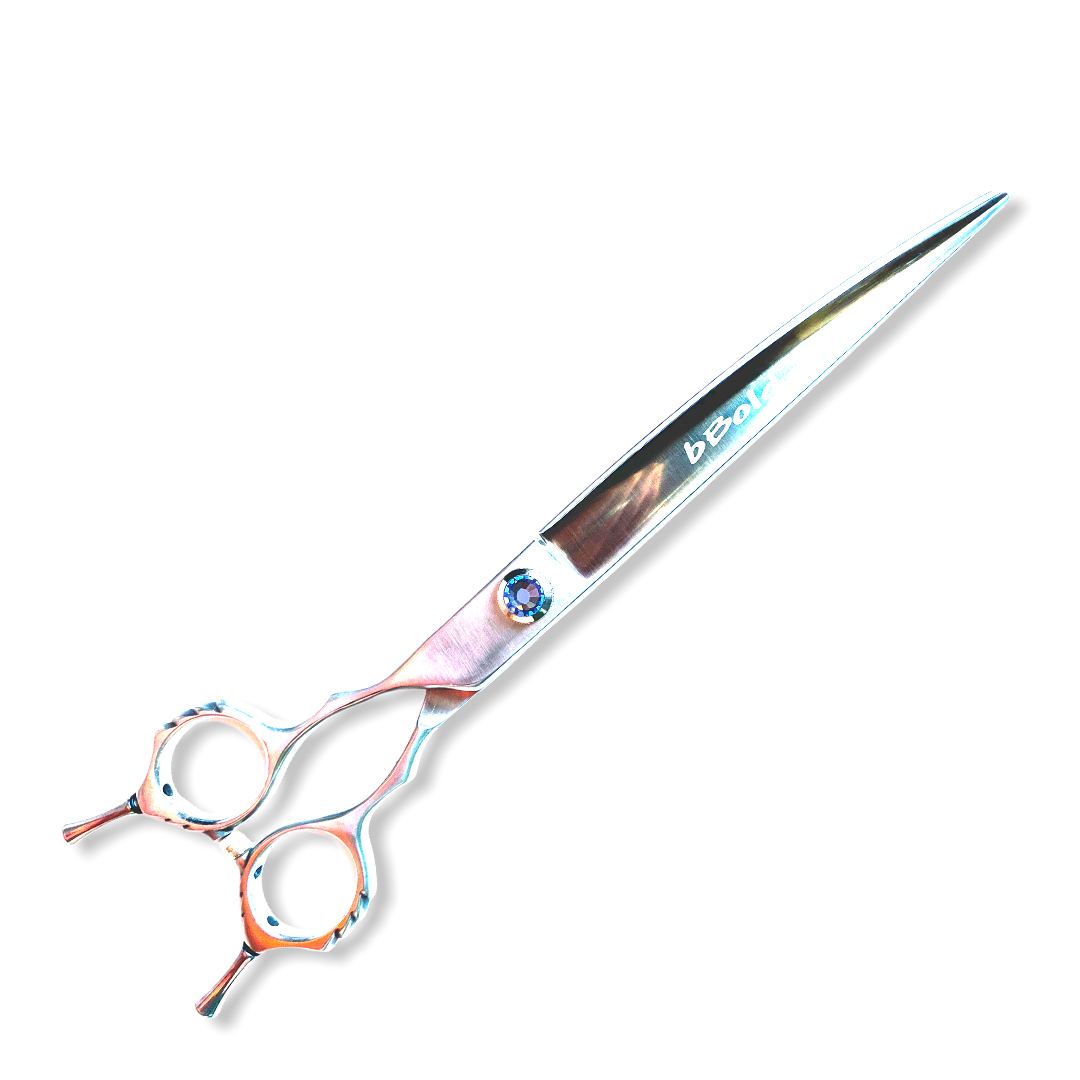 Professional Left-Handed Dog Grooming Scissors – Curved, 440C Japanese Steel