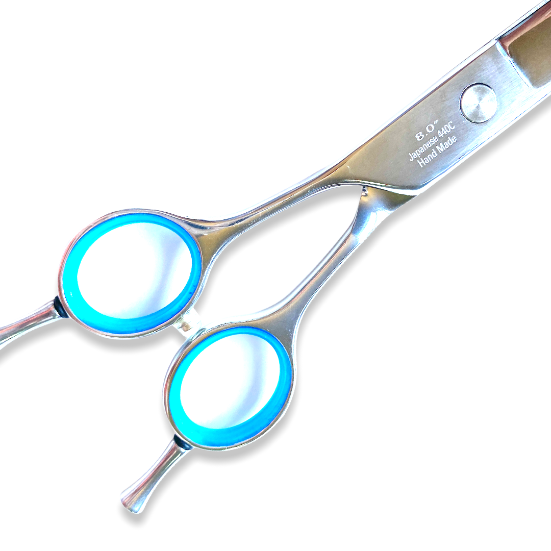 Professional Left-Handed Dog Grooming Scissors – Curved, 440C Japanese Steel