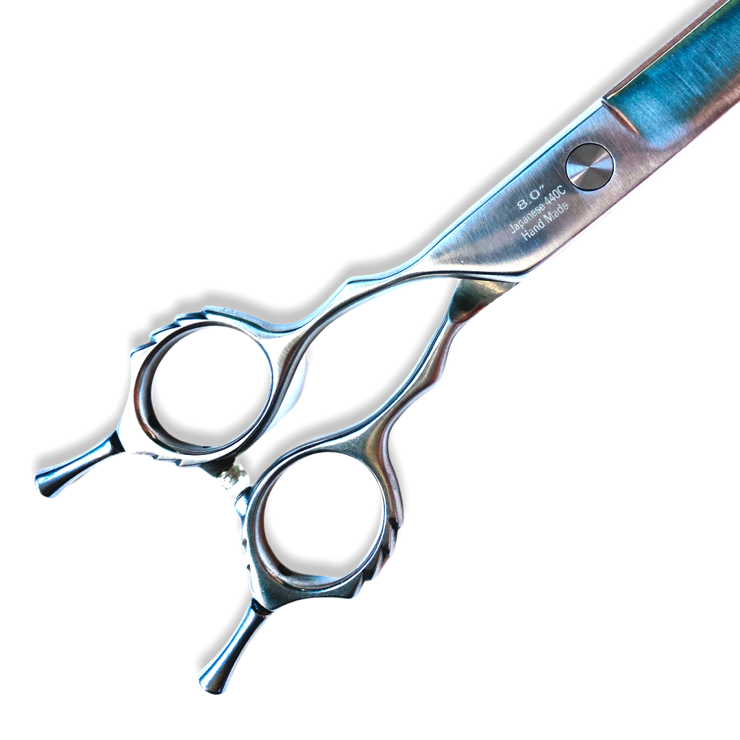 Professional Left-Handed Dog Grooming Scissors – Curved, 440C Japanese Steel