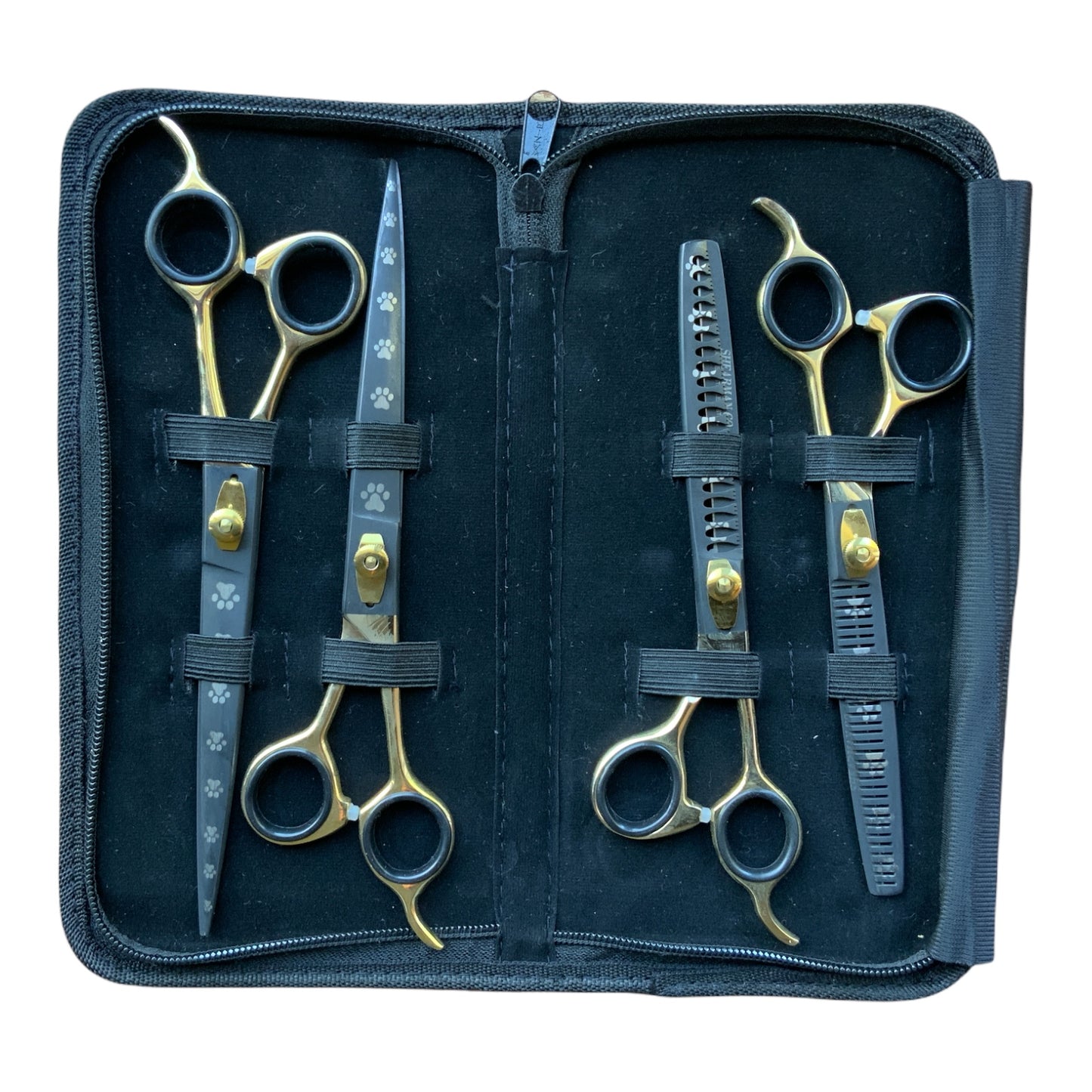 Professional Dog Grooming Scissors Set – Straight, Curved & Chunker, 8.5″
