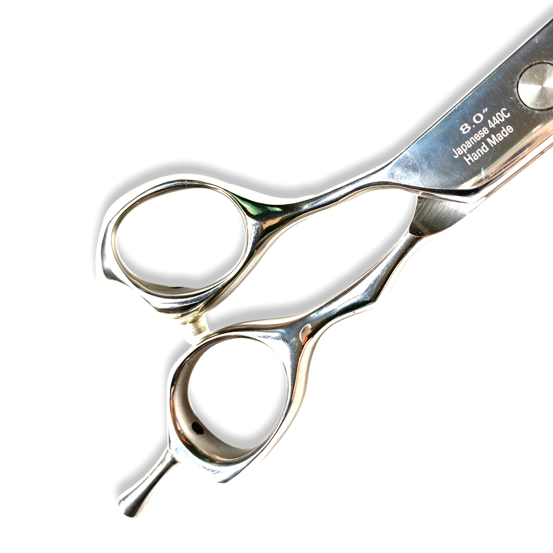 Professional Left-Handed Dog Grooming Scissors – Curved, 440C Japanese Steel