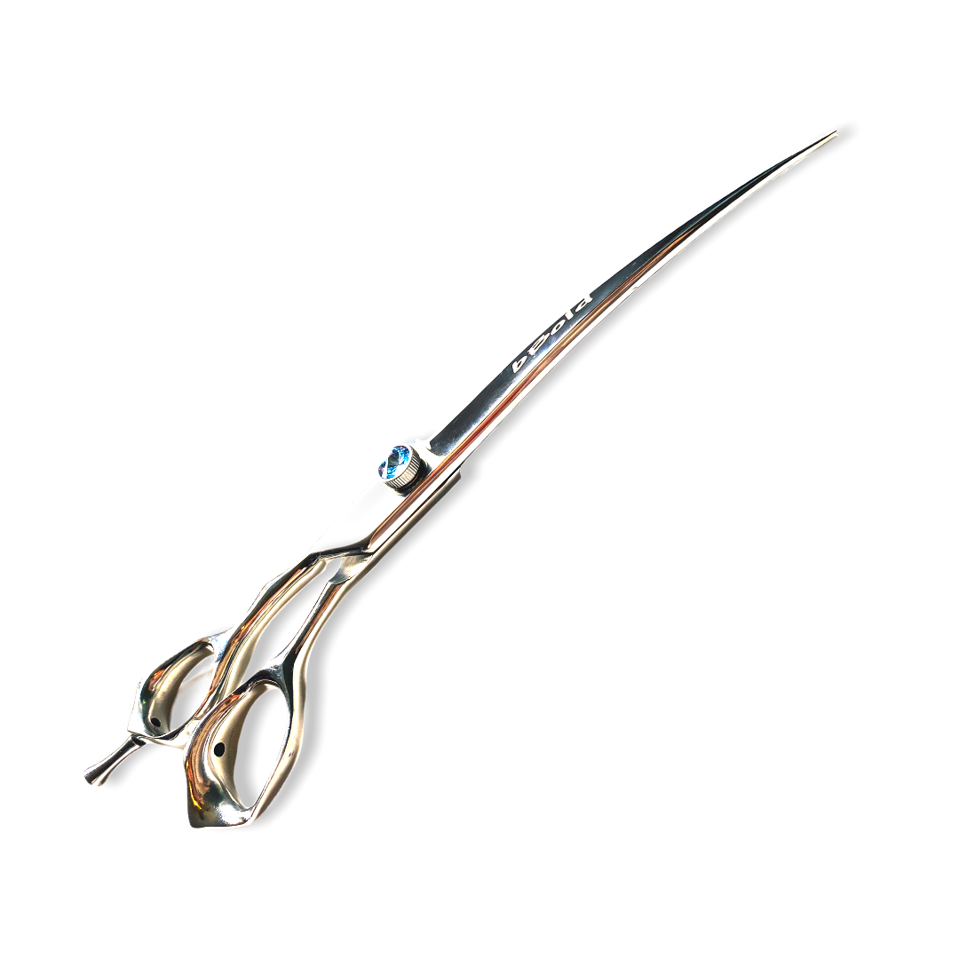 Professional Left-Handed Dog Grooming Scissors – Curved, 440C Japanese Steel