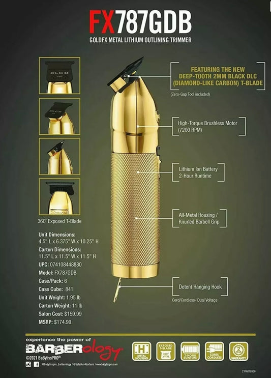 BaBylissPRO GoldFX Trimmer – FX787GDB (NEW DLC 2.0 Blade)