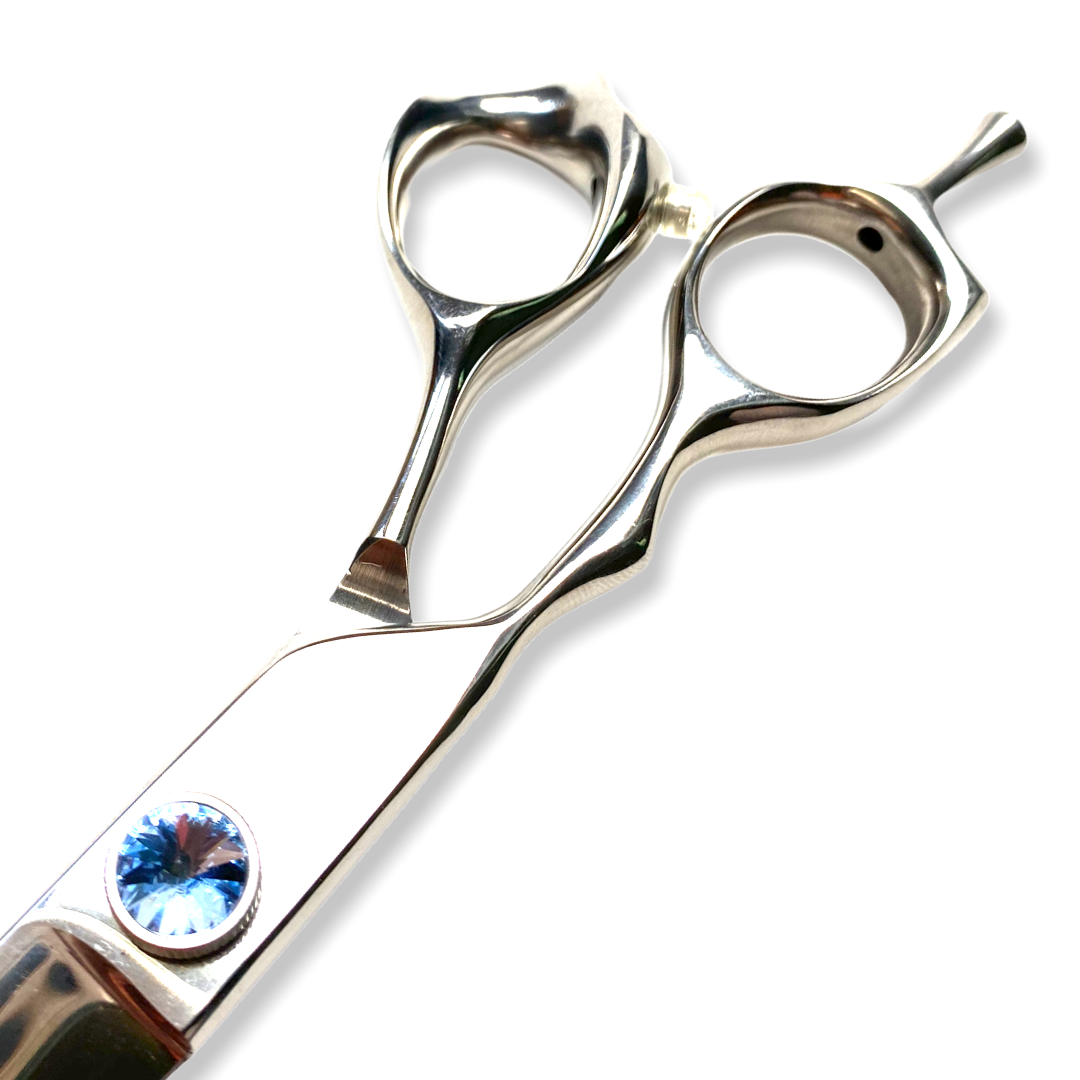 Professional Left-Handed Dog Grooming Scissors – Curved, 440C Japanese Steel