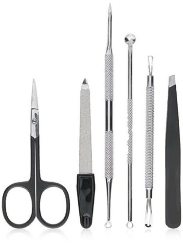 Acne Treatment - Blackheads and Pimples Remover Tools with Tweezers & Manicure