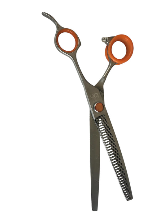Professional Dog Grooming Scissors – Curved, 7.5″ Eraser | 23 Teeth | 80% Thinning
