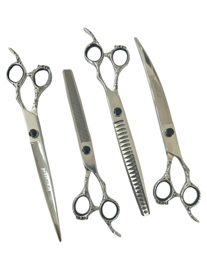 Professional Dog Grooming Scissors Set – Straight, Thinning, Curved & Chunker
