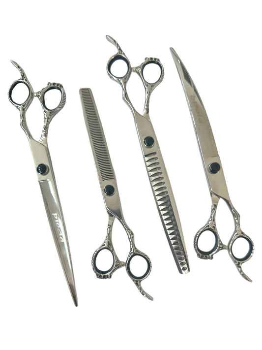 Professional Dog Grooming Scissors Set – Straight, Thinning, Curved & Chunker