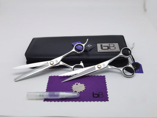 BBold 8.0" Silver Straight & Thinning Shear Set – Black Inserts