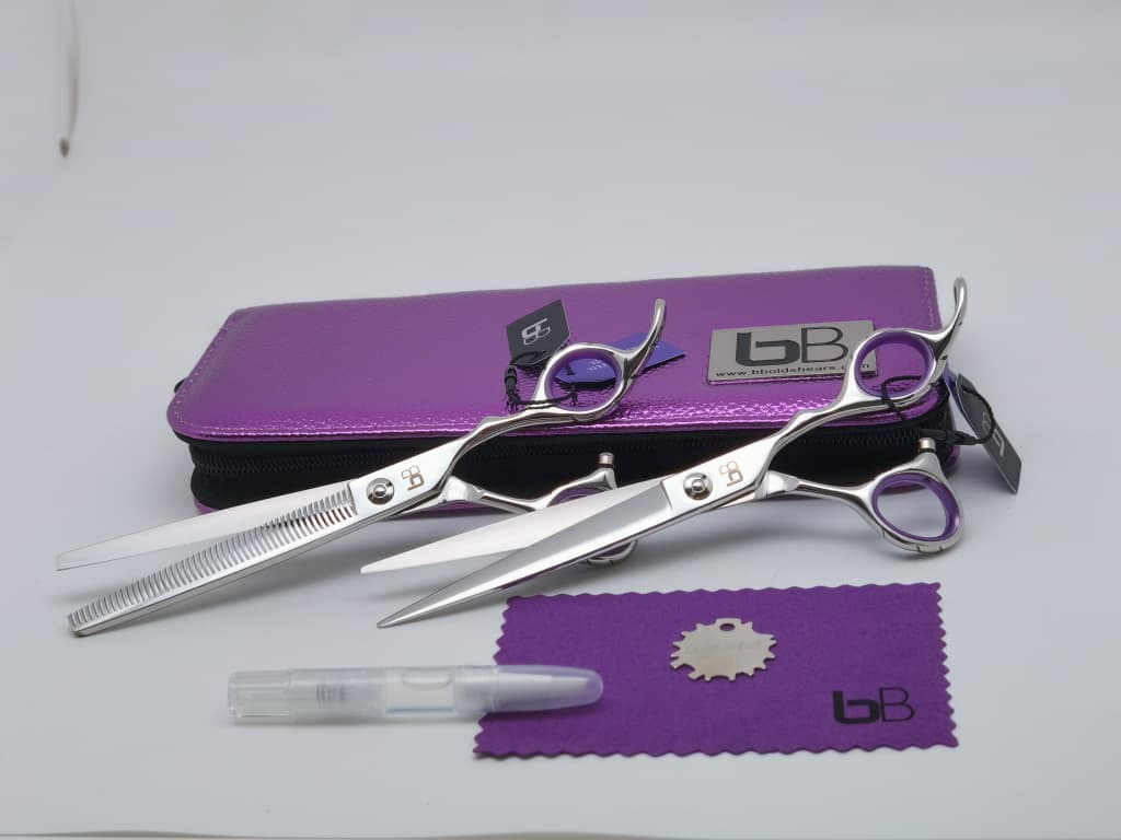 BBold 8.0″ Silver Shear & Thinner Set with Purple Ring Inserts