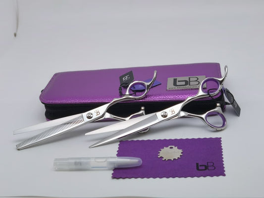 BBold 8.0″ Silver Shear & Thinner Set with Purple Ring Inserts