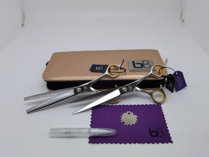 BBold 8.0″ Silver Shear & Thinner Set with Yellow Ring Inserts