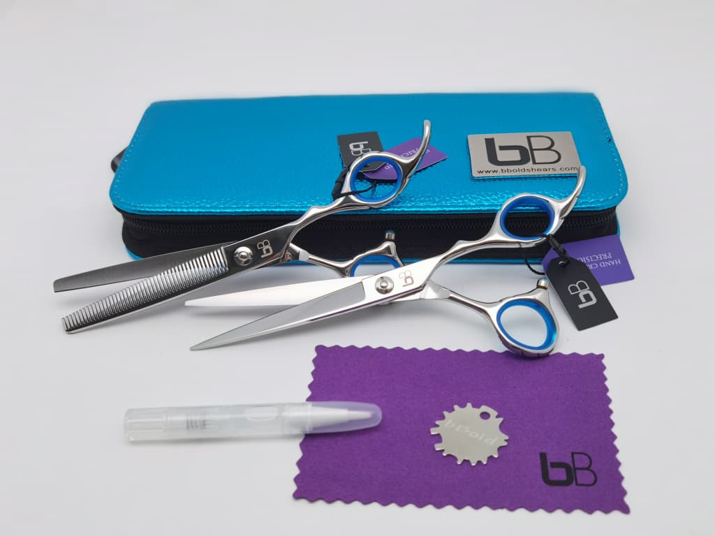 BBold 8.0" Silver Shear & Thinner Set – Blue Ring Inserts