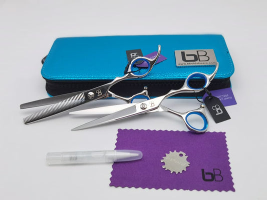 BBold 8.0" Silver Shear & Thinner Set – Blue Ring Inserts