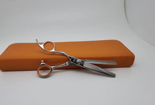Bbold Shears Silver with Orange Accents 8.0” Left-Handed Thinner Professional Grooming Shears