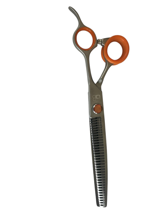 Professional Dog Grooming Scissors – Curved, 7.5″ Eraser | 23 Teeth | 80% Thinning