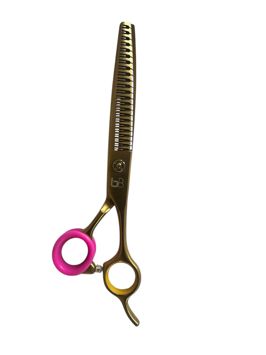 Professional Dog Grooming Scissors – Curved, 7.5″ Eraser | 23 Teeth | 80% Thinning