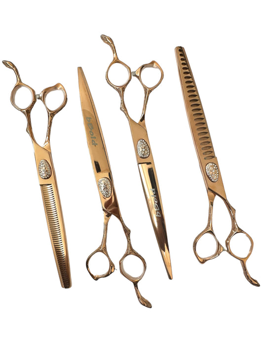 Professional Dog Grooming Scissors Set – Straight, Thinning, Curved & Chunker