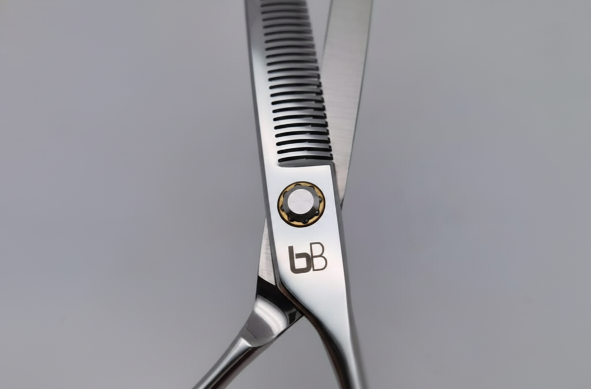 BBold 8.0" Silver Shear & Thinner Set – Blue Ring Inserts