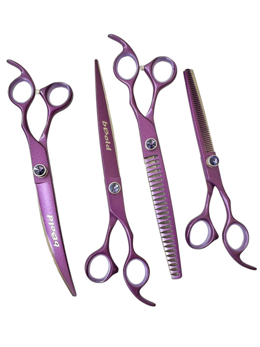 Professional Dog Grooming Scissors Set – Straight, Thinning, Curved & Chunker